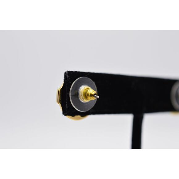 Givenchy Vintage Pearl Stud Earrings G GG Logo Gold Round Signed Post 1980s BinZ - Picture 10 of 12